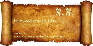Mirkovics Milla névjegykártya
